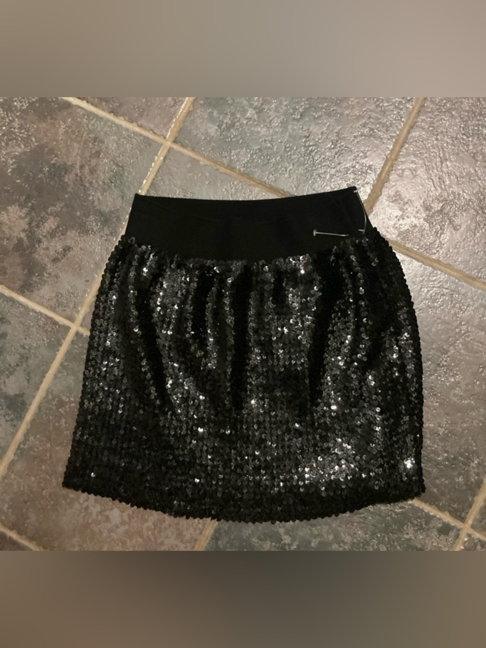 Black Sequin Mini Skirt - Women’s Size L